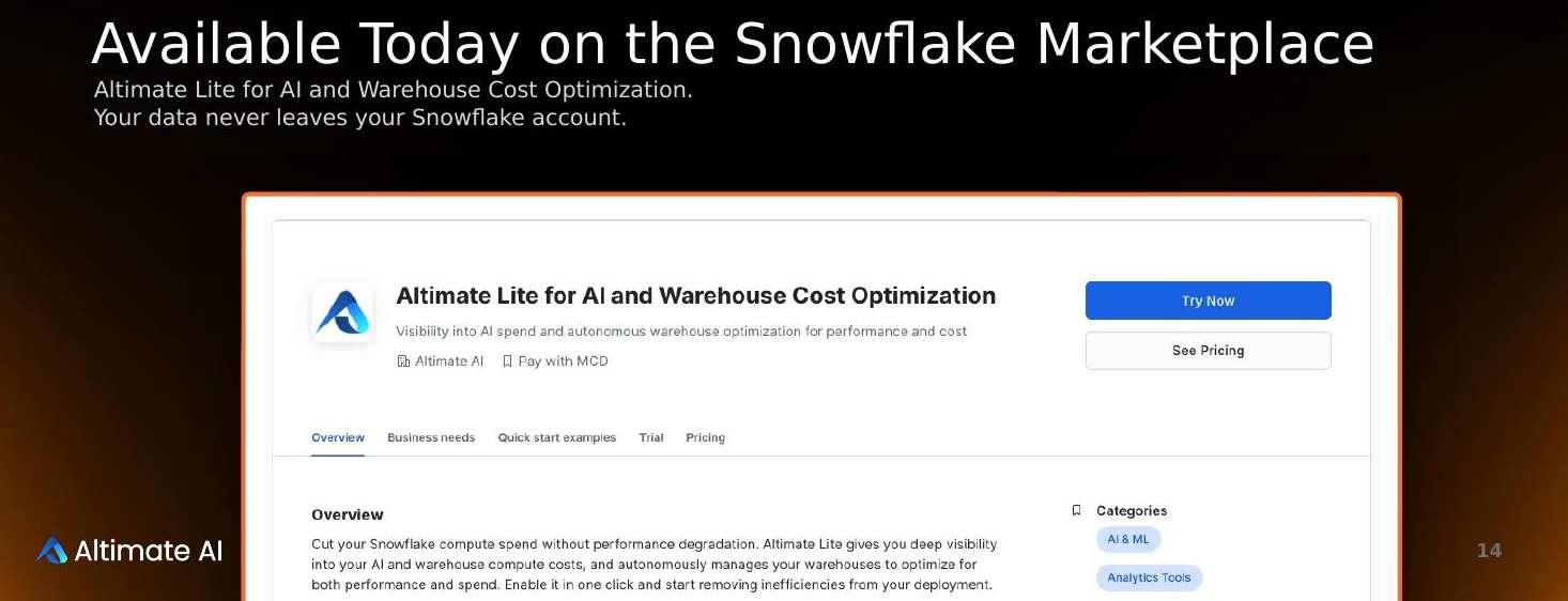 Find Altimate Lite on the Snowflake Marketplace.